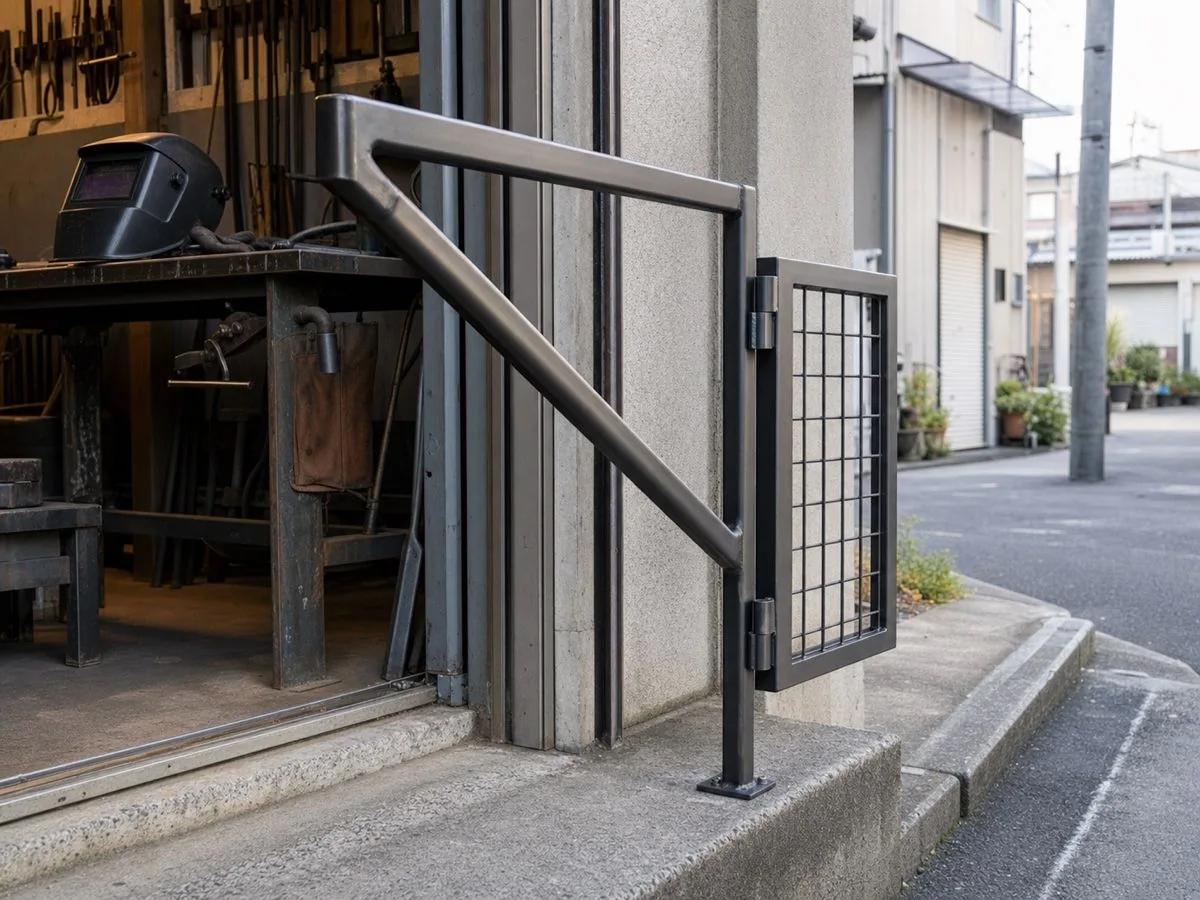 住宅の入口に取り付けた金属の手すり(説明用イメージ)